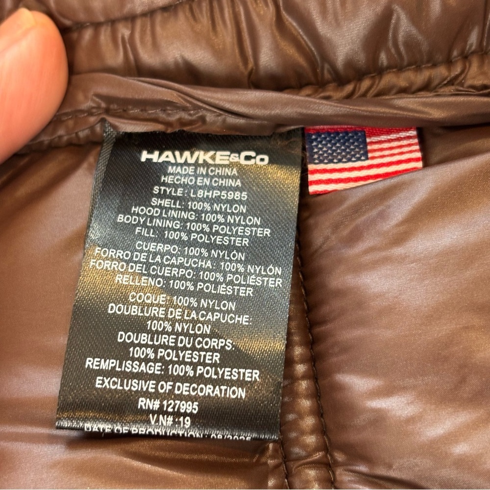 Hawks & Co Women’s Fit Puffer Coat Chocolate Brown Zip Hood Long - Picture 14 of 16